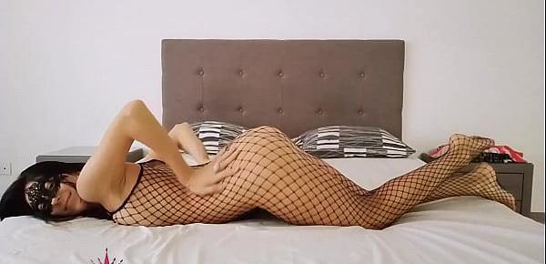  Girl in Mesh Bodystockings Sensual Fuck after Work - Cum on Pussy